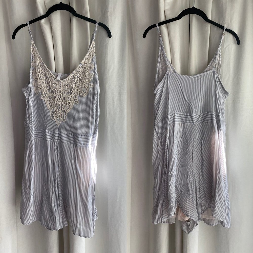 Blue and White Pinstripe Romper